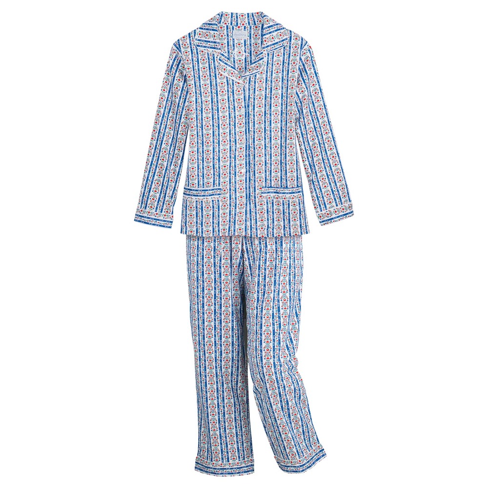 Lanz of Salzburg Tyrolean Flannel Pajama Set Royal Blue Women L 14-16